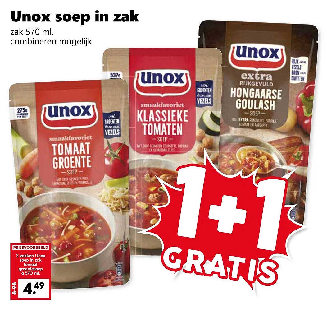 Unox soep in zak 570 ml - 1+1 GRATIS
