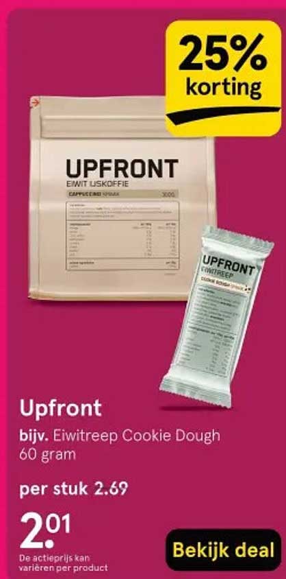 Upfront eiwitreep Cookie Dough 60 gram