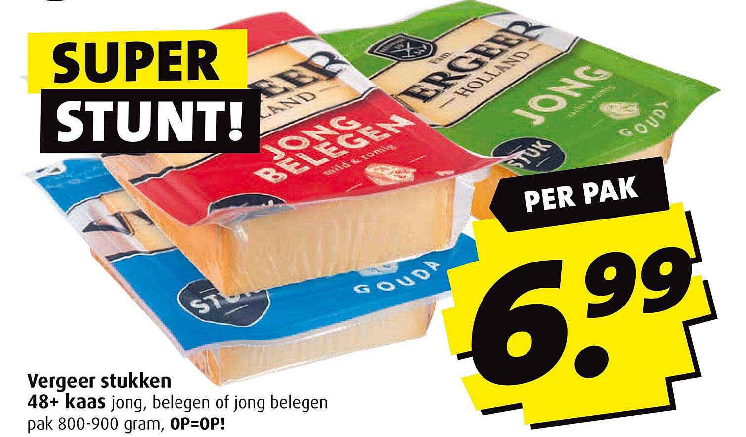 Vergeer stukken 48+ kaas jong, belegen of jong belegen pak 800-900 gram