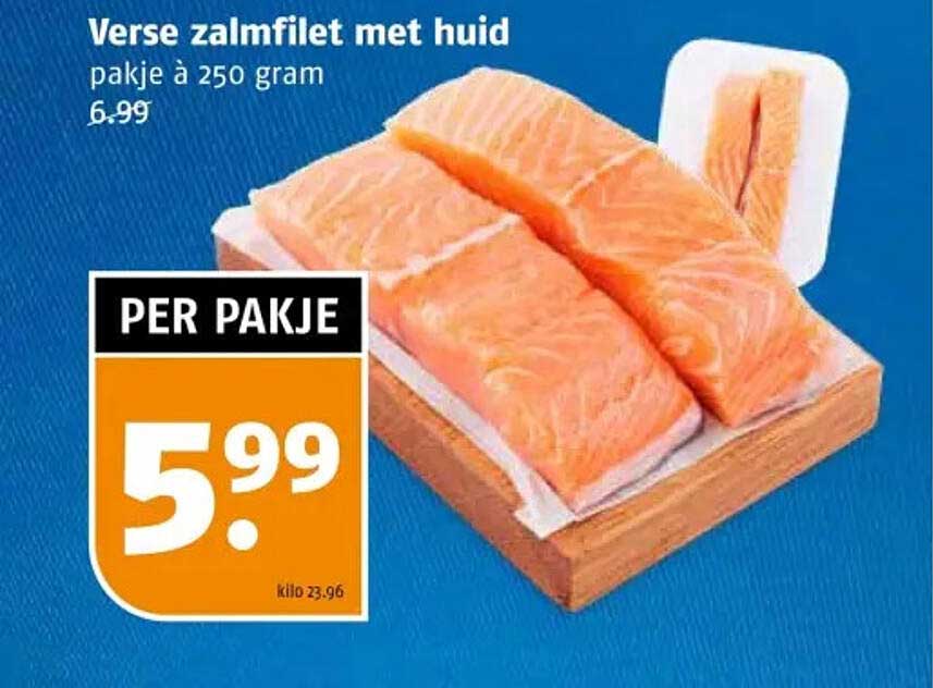 Verse zalmfilet met huid