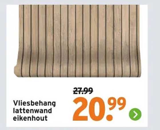 Vliesbehang lattenwand eikenhout