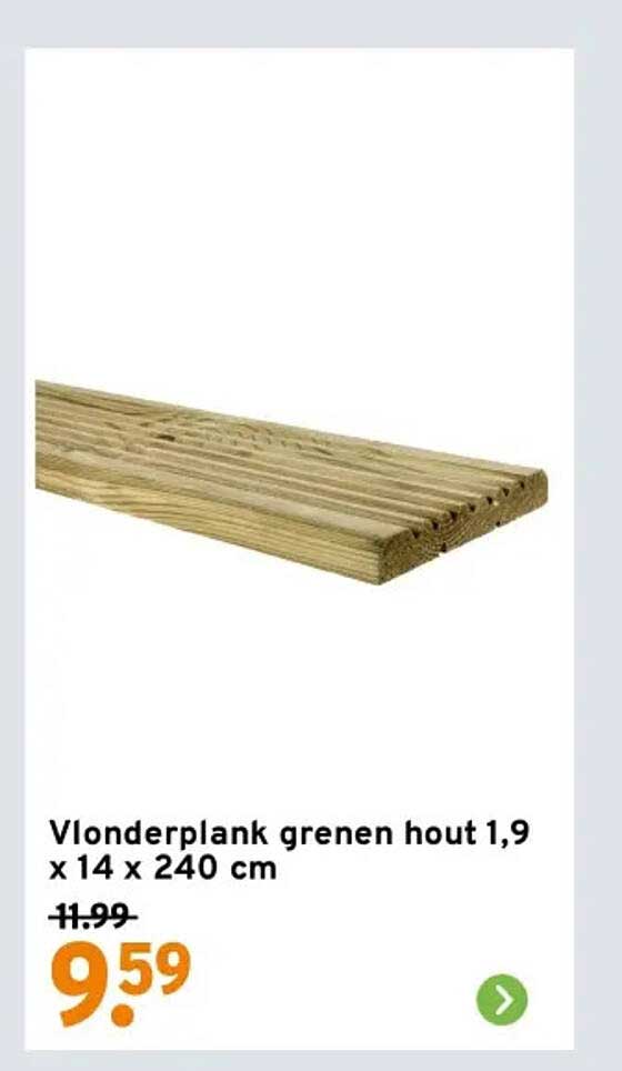 Vlonderplank grenen hout 1,9 x 14 x 240 cm