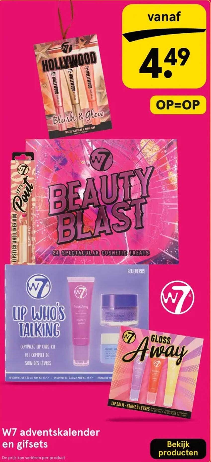 W7 adventskalender en giftsets