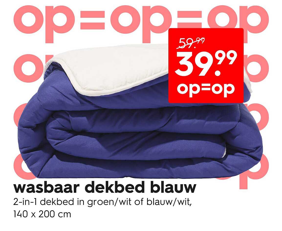 wasbaar dekbed blauw