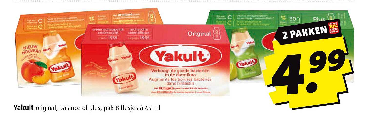 Yakult original, balance of plus, pak 8 flesjes à 65 ml