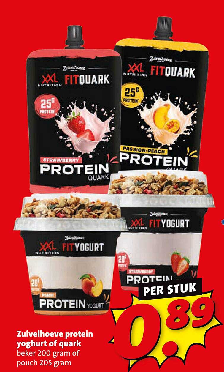 Zuivelhoeve protein yoghurt of quark bekers 200 gram of pouch 205 gram