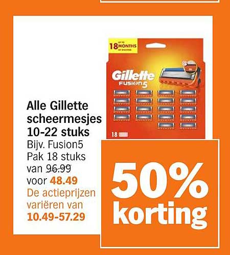 Alle Gillette scheermesjes 10-22 stuks