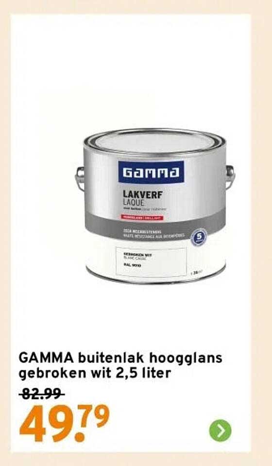 GAMMA buitenlak hoogglans gebroken wit 2,5 liter