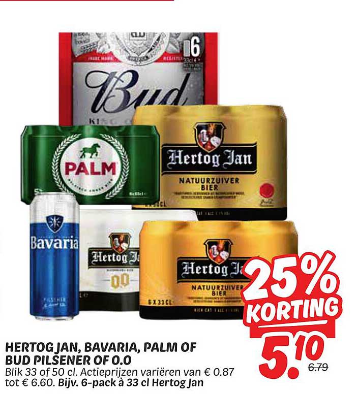 HERTOG JAN, BAVARIA, PALM OF BUD PILSENER OF 0.0