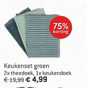 Keukenset groen 2x theedoek, 1x keukendoek