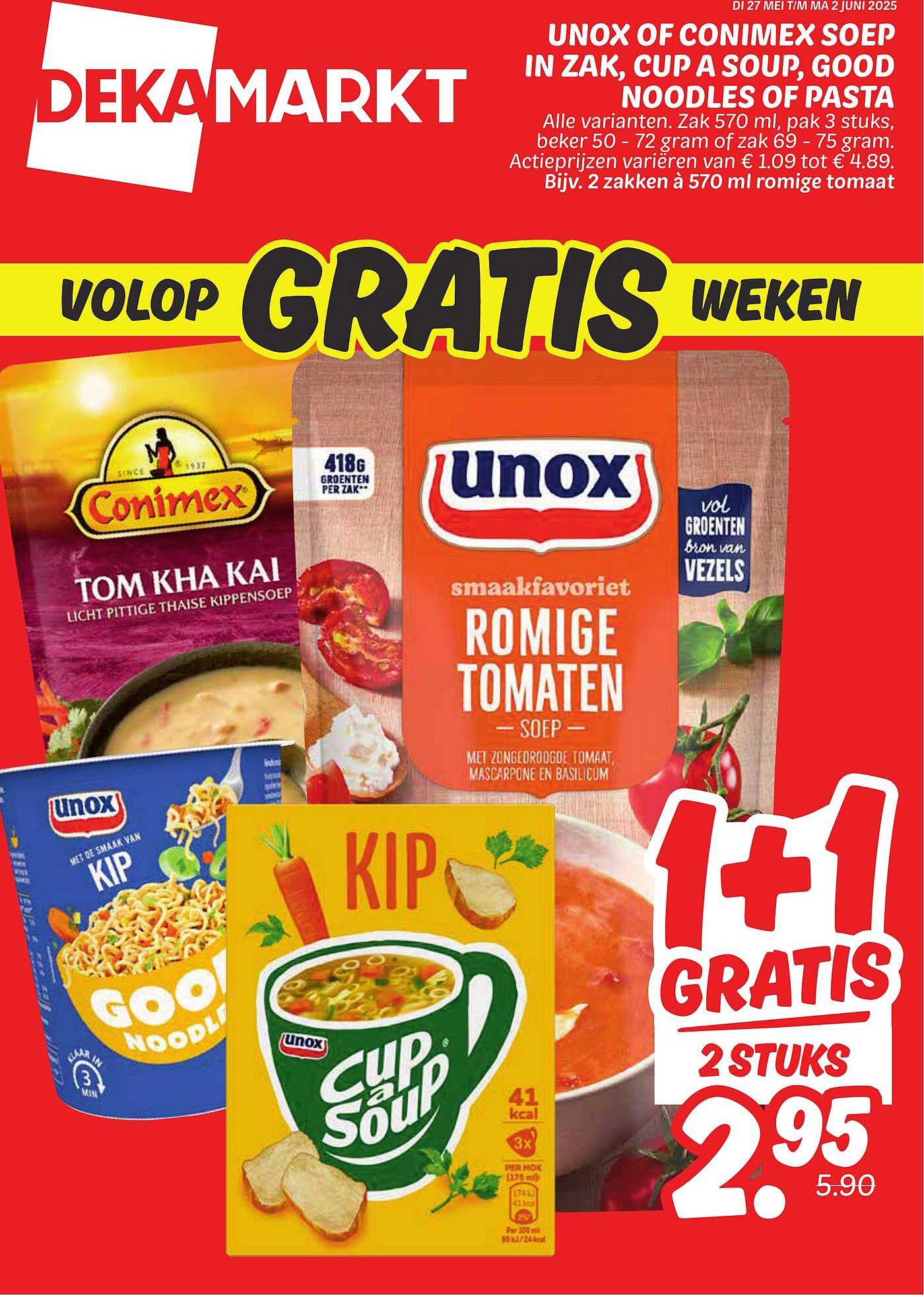 UNOX of Conimex Soep in Zak, Cup a Soup, Good Noodles of Pasta