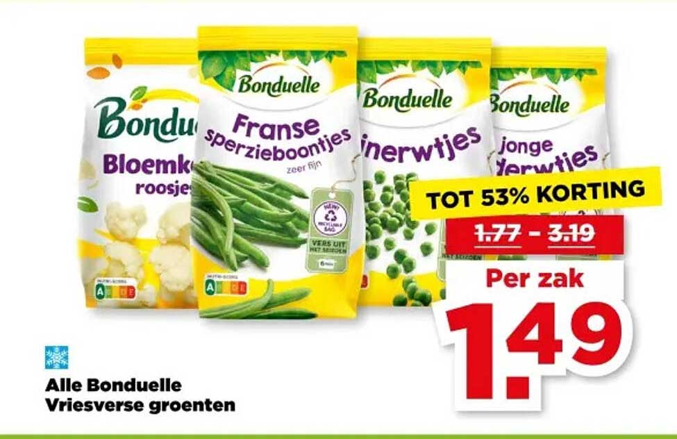 Alle Bonduelle Vriesverse groenten TOT 53% KORTING