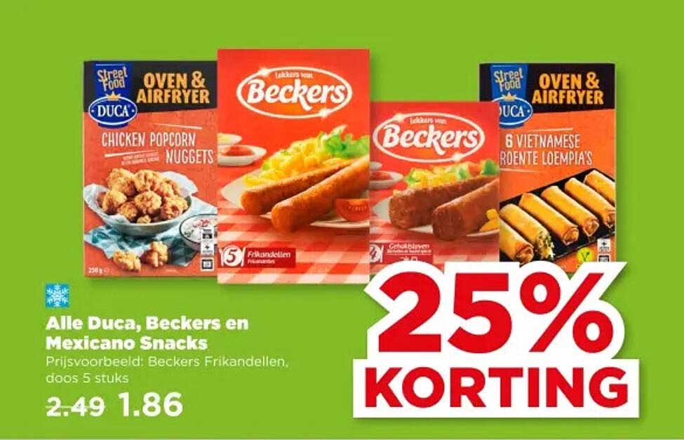 Alle Duca, Beckers en Mexicano Snacks 25% KORTING
