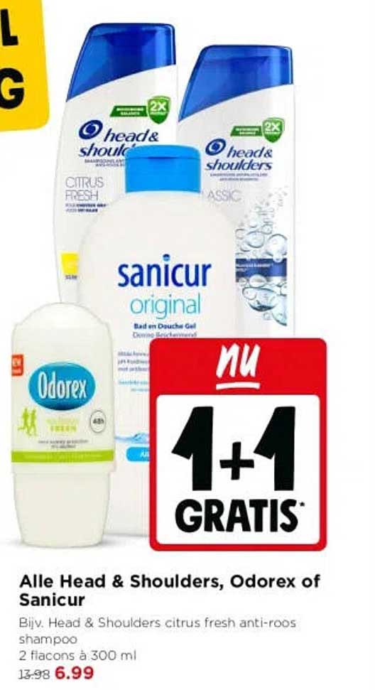Alle Head & Shoulders, Odorex of Sanicur 1+1 gratis