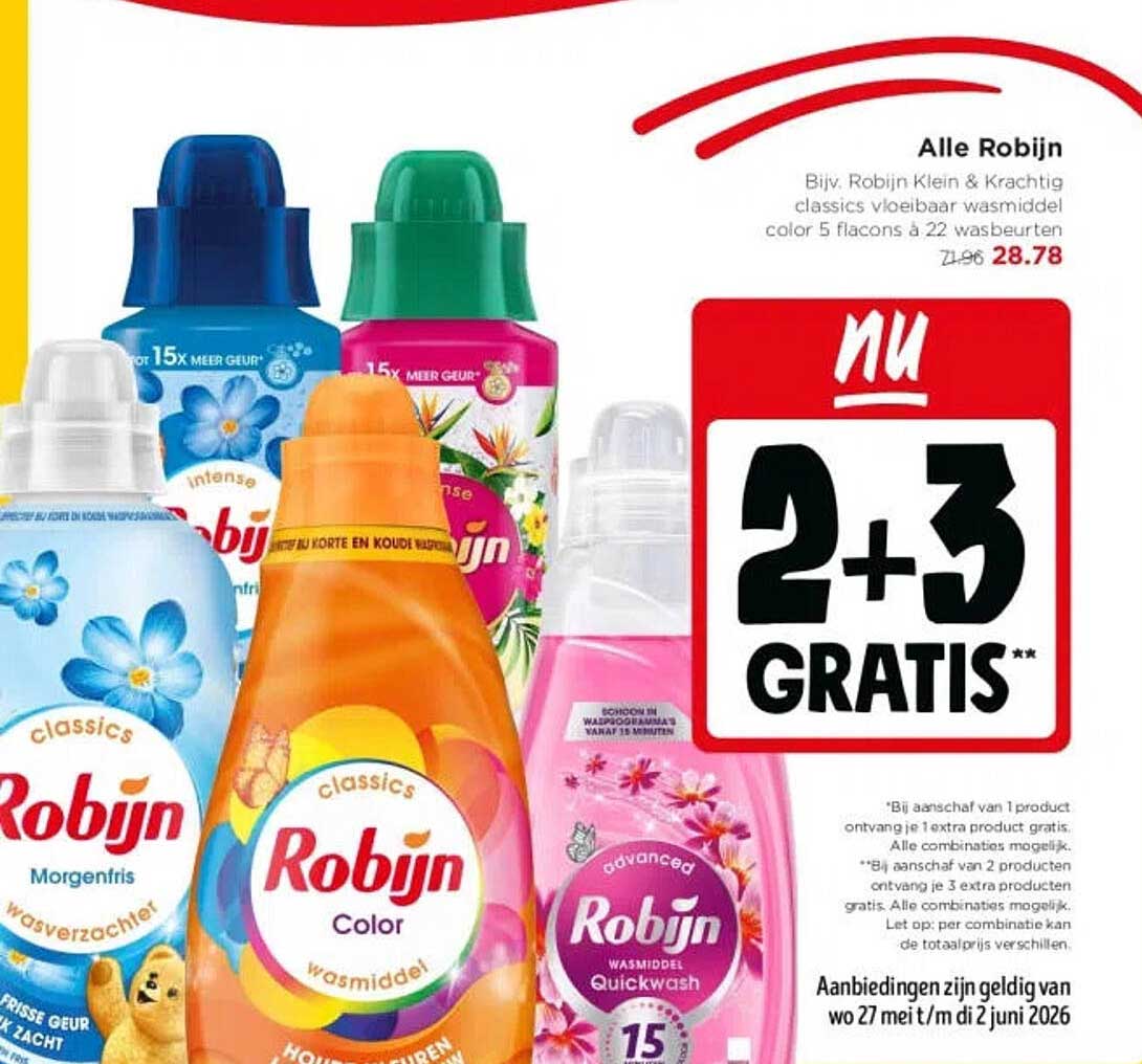 Alle Robijn 2+3 GRATIS