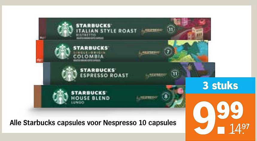 Alle Starbucks capsules voor Nespresso 10 capsules