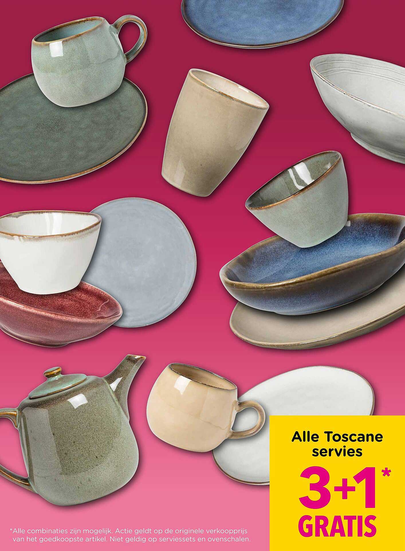 Alle Toscane servies 3+1 GRATIS