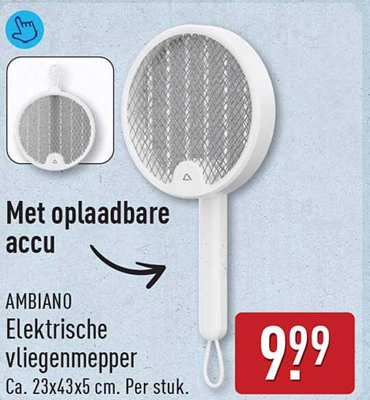 AMBIANO Elektrische vliegenmepper Met oplaadbare accu