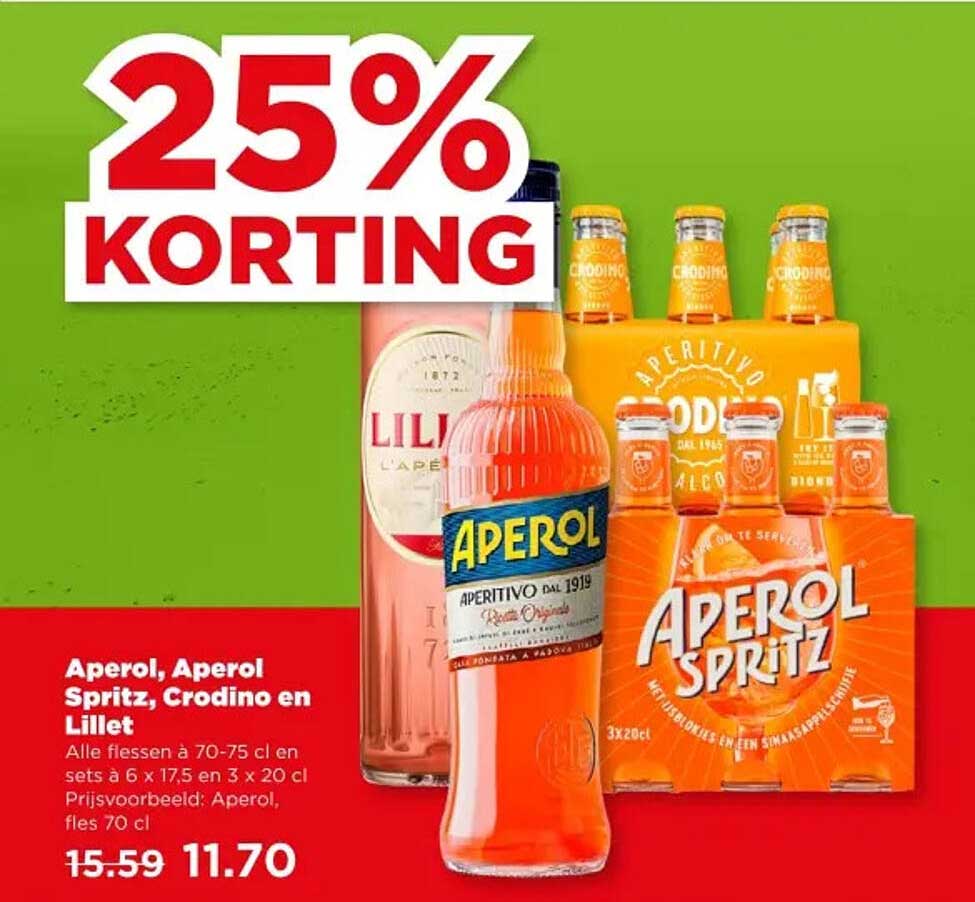 Aperol, Aperol Spritz, Crodino en Lillet 25% KORTING