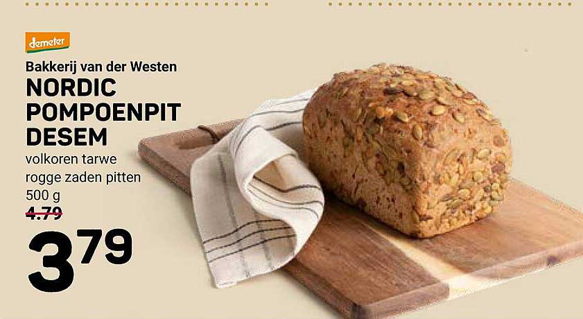 Bakkerij van der Westen NORDIC POMPOENPIT DESEM volkoren tarwe rogge zaden pitten 500 g