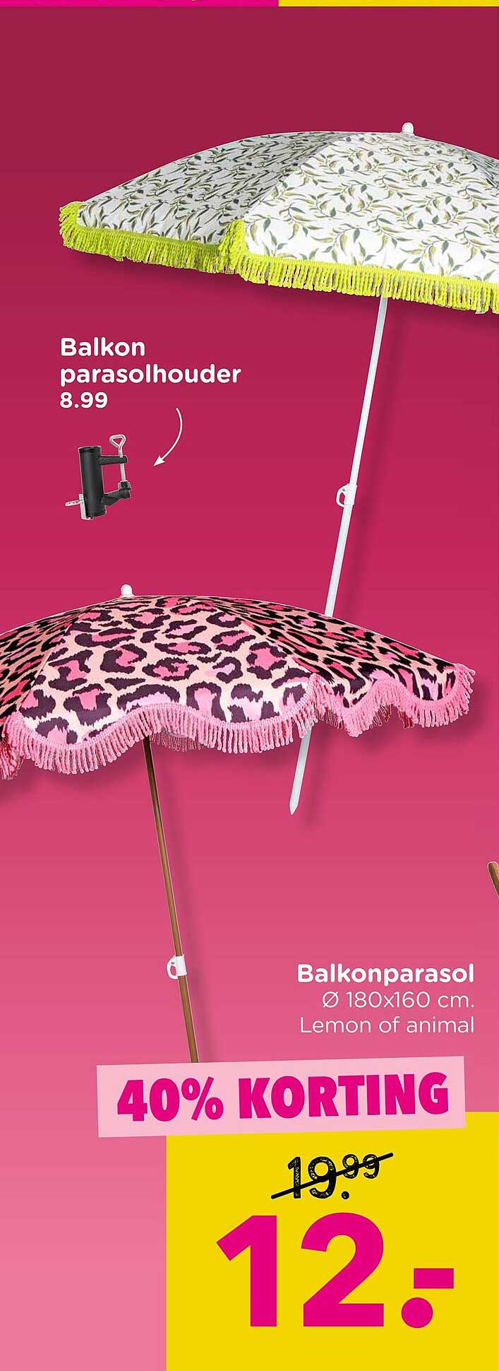 Balkonparasol Ø 180x160 cm. Lemon of animal 40% KORTING