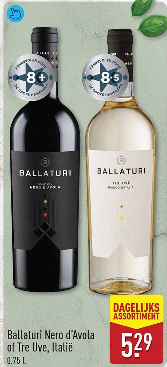 Ballaturi Nero d’Avola of Tre Uve, Italië 0.75 l.