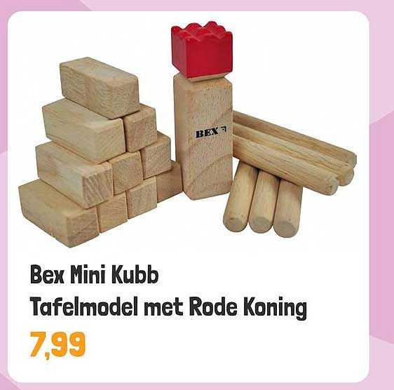 Bex Mini Kubb Tafelmodel met Rode Koning