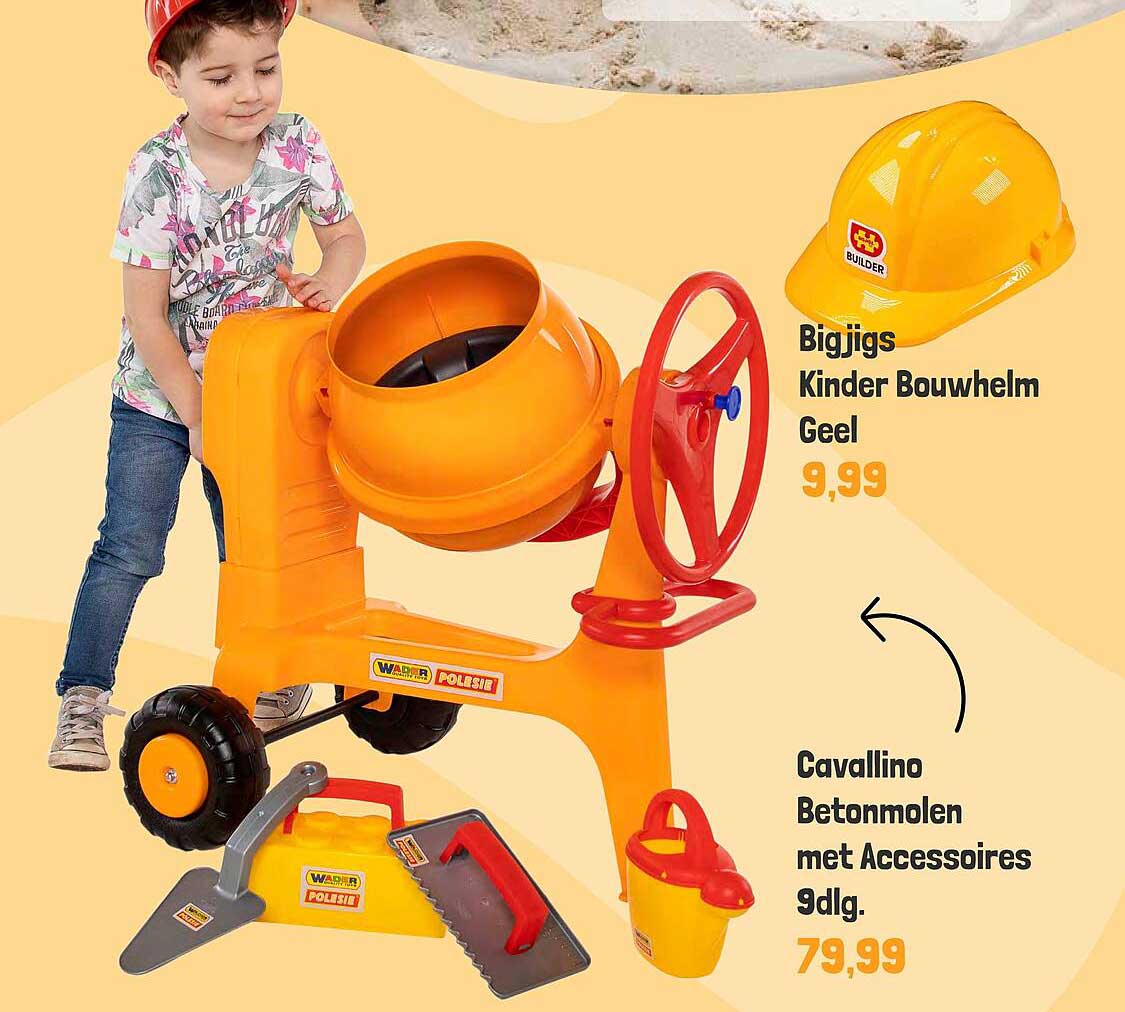Bigjigs Kinder Bouwhelm Geel