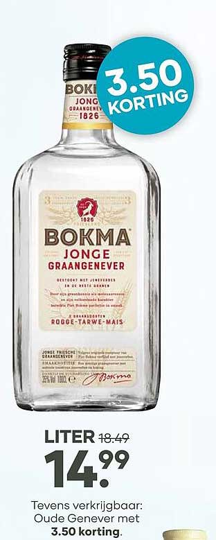 Bokma JONGE GRAANGEJenever 3.50 KORTING