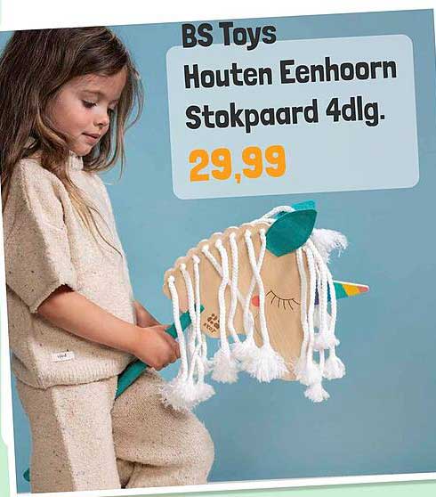 BS Toys Houten Eenhoorn Stokpaard 4dlg.