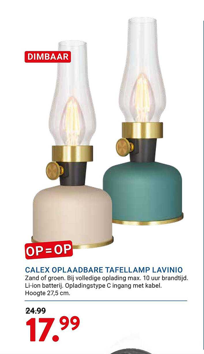 CALEX OPLAADBARE TAFELLAMP LAVINIO