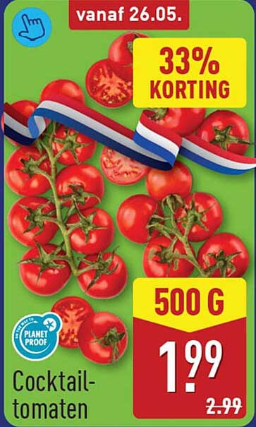 Cocktail-tomaten 500 G 33% korting