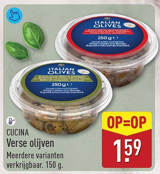 CUCINA Verse olijven Meerdere varianten verkrijgbaar. 150 g. OP=OP