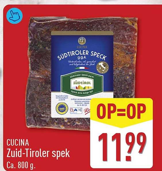 CUCINA Zuid-Tiroler spek Ca. 800 g. OP=OP