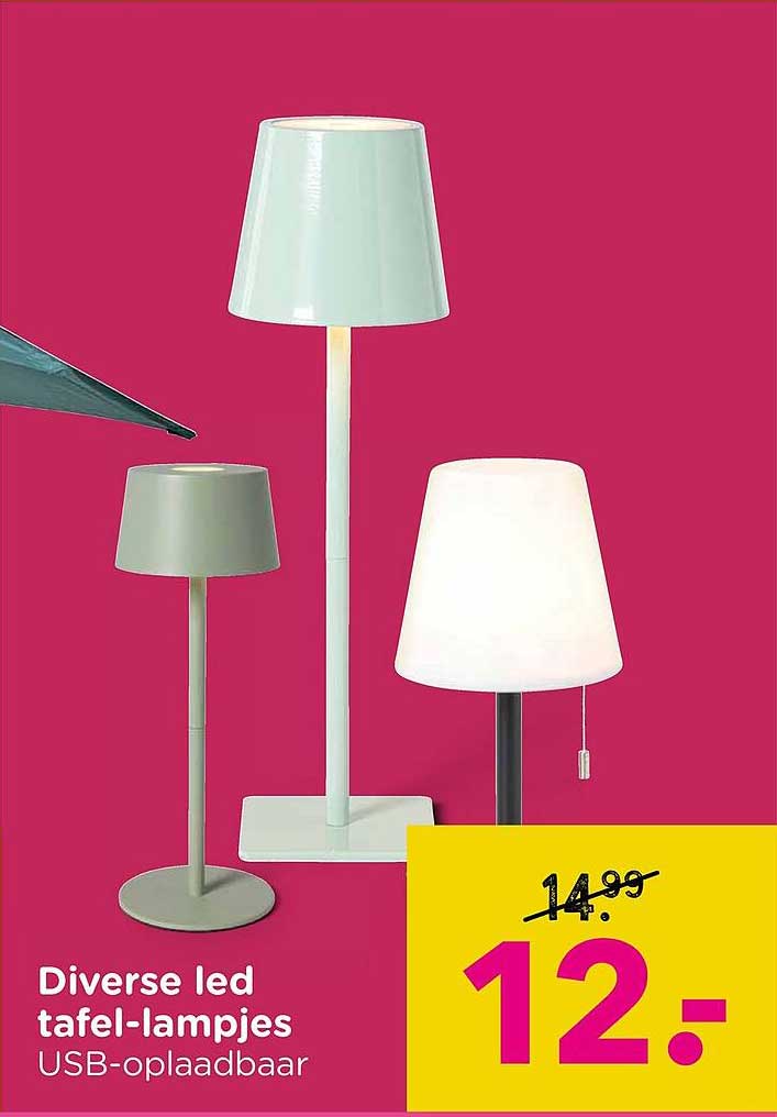 Diverse led tafel-lampjes USB-oplaadbaar