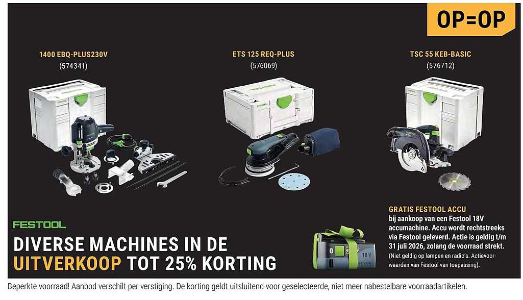 DIVERSE MACHINES IN DE UITVERKOOP TOT 25% KORTING