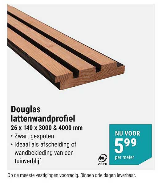 Douglas lattenwandprofiel