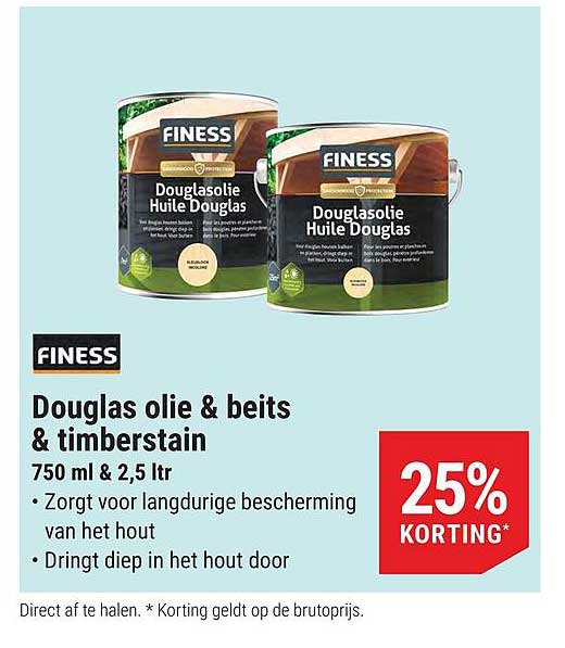 Douglas olie & beits & timberstain 750 ml & 2,5 ltr 25% korting