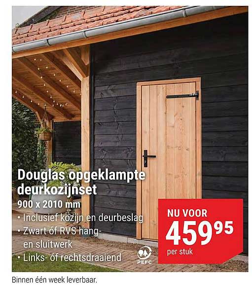 Douglas opgekampte deurkozijnset 900 x 2010 mm