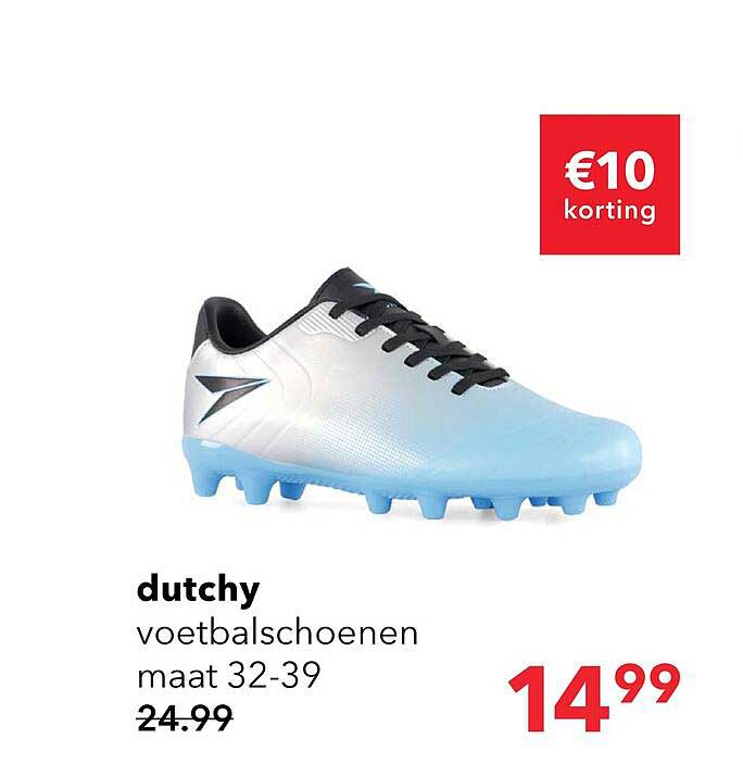 dutchy voetbalschoenen maat 32-39 €10 korting