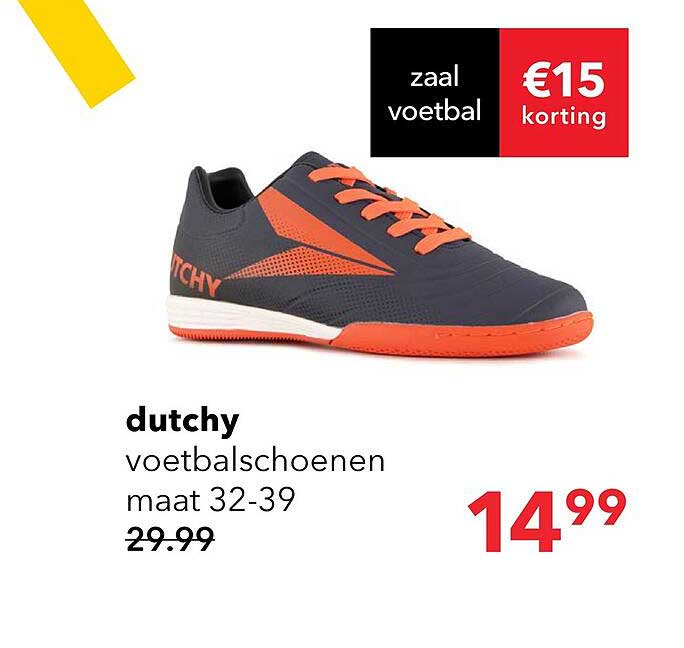 dutchy voetbalschoenen maat 32-39 €15 korting