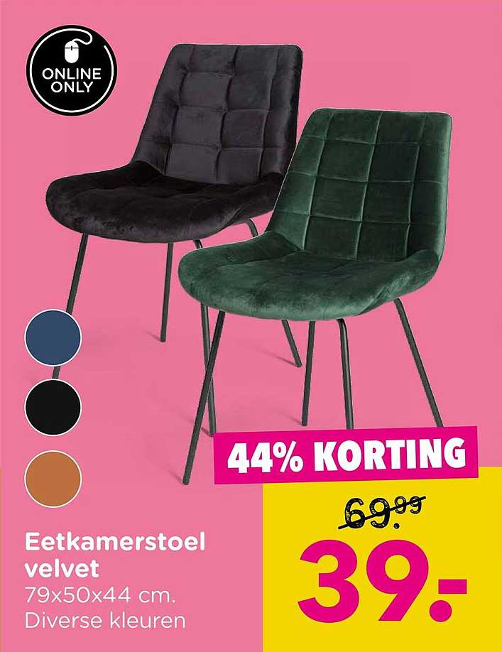 Eetkamerstoel velvet 44% korting