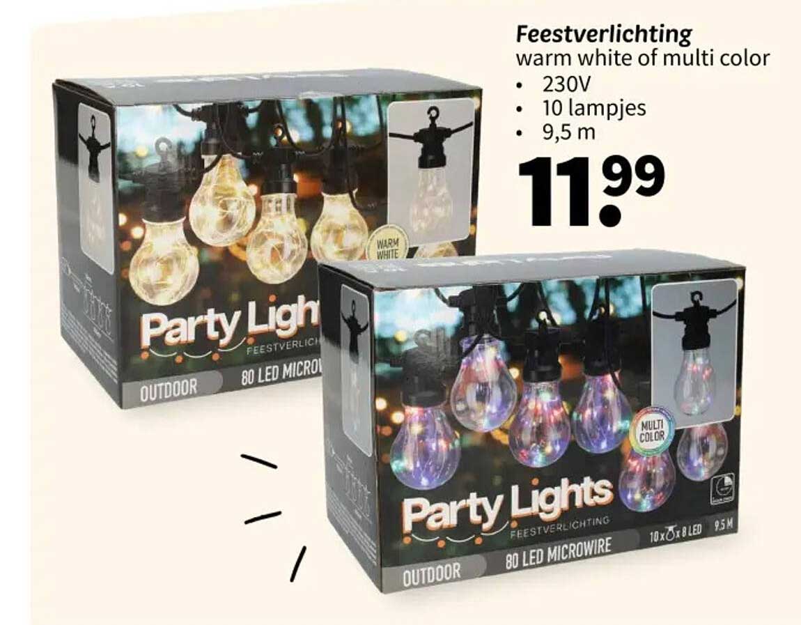 Feestverlichting warm white of multi color