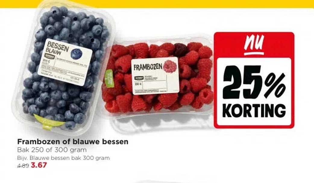 Frambozen of blauwe bessen 25% korting
