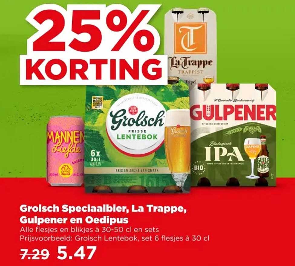 Grolsch Speciaalbier, La Trappe, Gulpener en Oedipus 25% KORTING