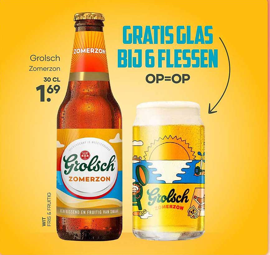 Grolsch Zomerzon Gratis glas bij 6 flessen OP=OP
