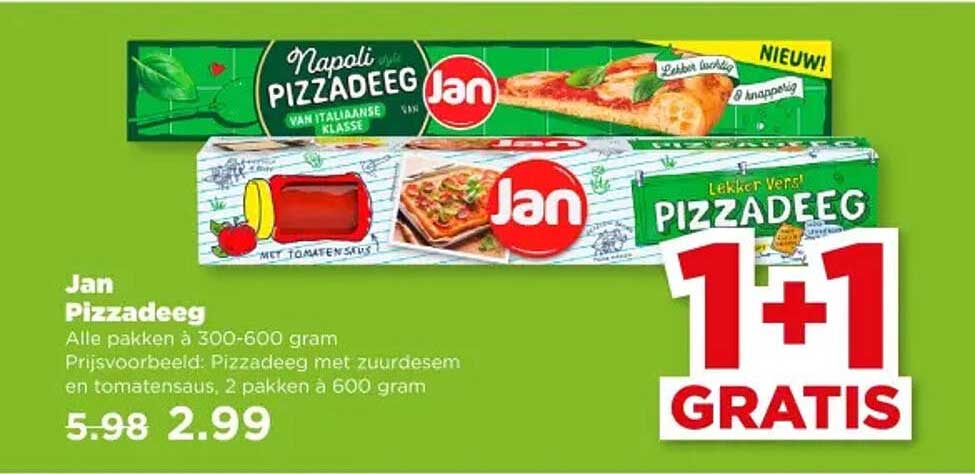 Jan Pizzadeeg 1+1 GRATIS
