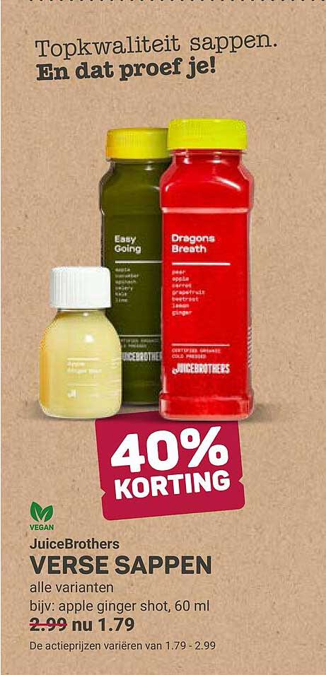 JuiceBrothers VERSE SAPPEN alle varianten 40% KORTING