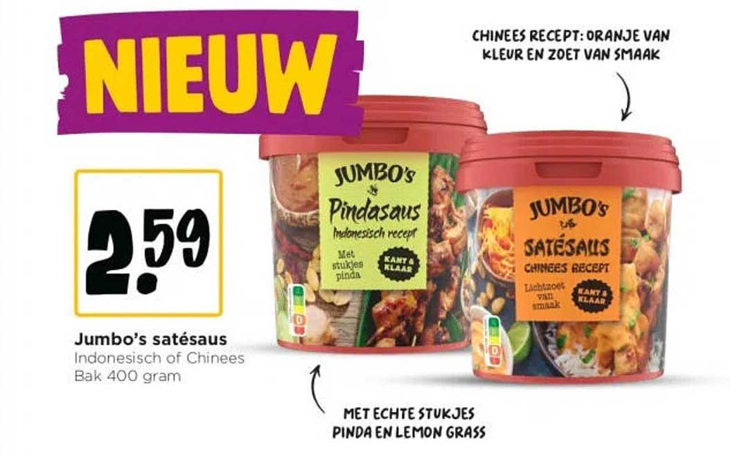 Jumbo’s satésaus Indonesisch of Chinees Bak 400 gram