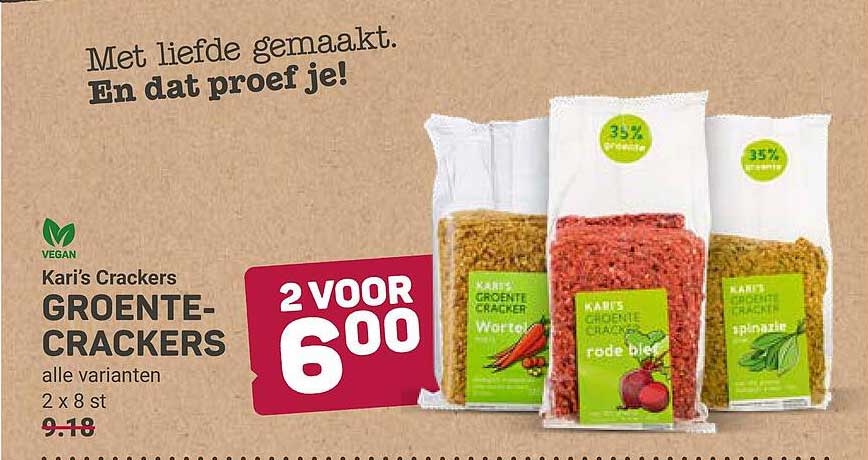 Kari's Crackers GROENTE-CRACKERS alle varianten 2 x 8 st